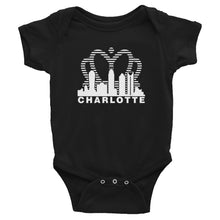 Load image into Gallery viewer, Charlotte Skyline with Crown Sunrise Fade with text - Infant