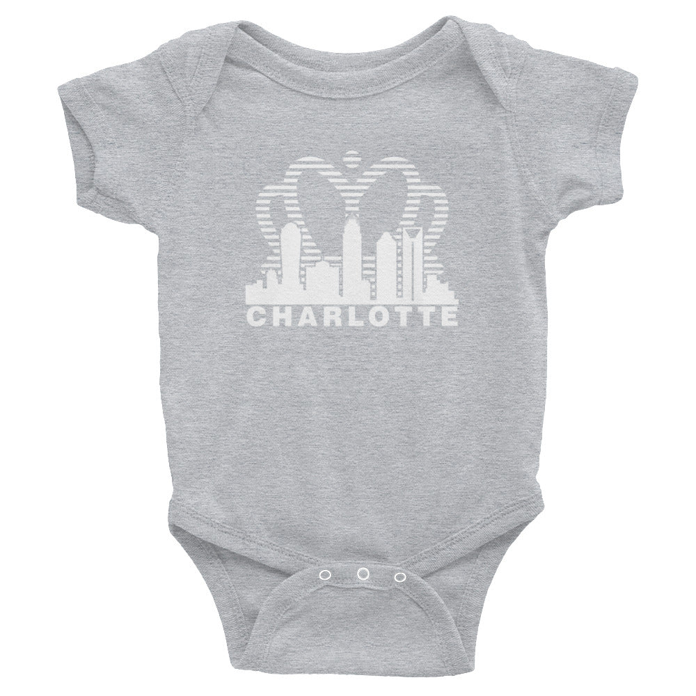 Charlotte Skyline with Crown Sunrise Fade with text - Infant